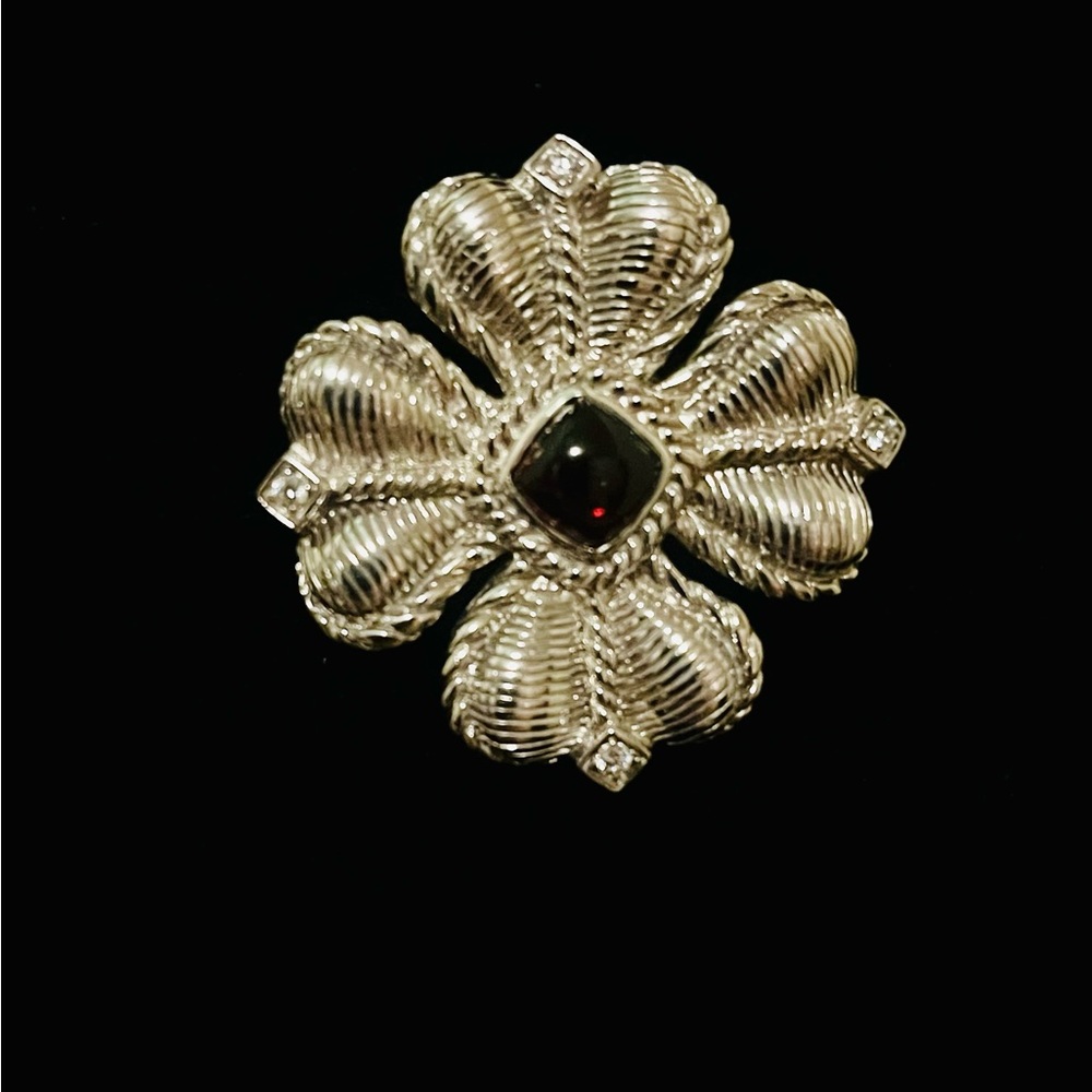Judith Ripka Garnet and CZ Enhancer/Brooch